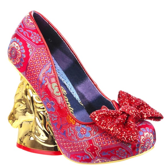 Irregular Choice Trixy unicorn heels in red brocade. 🦄 - Picture 3 of 11